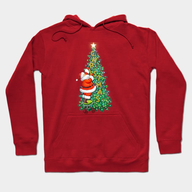 Santa Decorating Christmas Tree Hoodie by psanchez